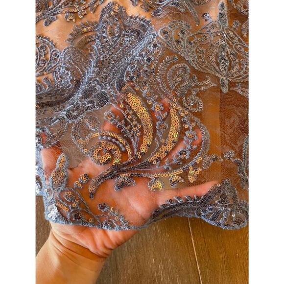 Free People New with Tags Night Shimmer Sequin Lace Mini Dress Size 12 0606O - Picture 5 of 11